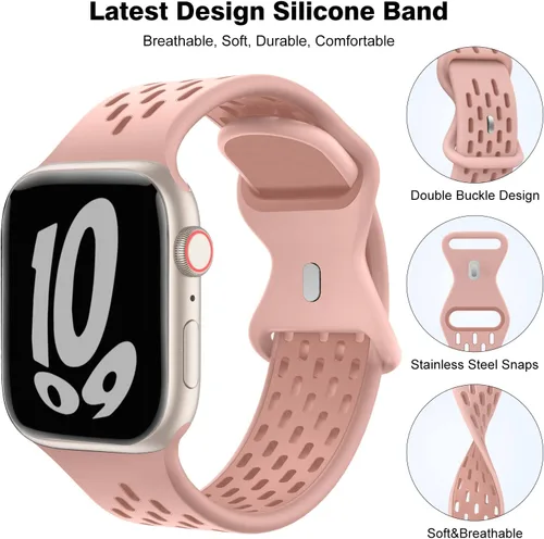 Miniatura 2 de Paquete de 5 correas de silicona deportivas compatibles con Apple Watch de 1.929 in 1.772 in 1.654 in 1.732 in 1.614 in 1.575 in 1.496 in, correa