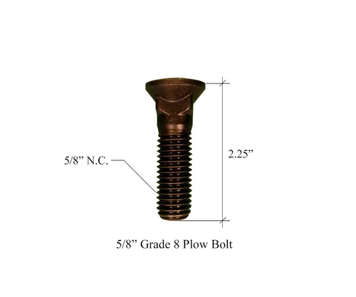 Miniatura 2 de Perno de arado y tuerca para cuchillas/bordes de corte - 5/8-11x2 1/4 - Grado 8, cabeza de cúpula