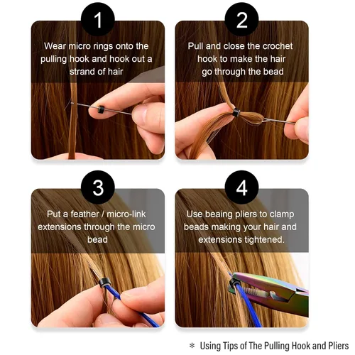 Miniatura 6 de NEWISHTOOL Kit de micro enlaces para extensiones de cabello, pinzas para extensiones de cabello con cuentas, herramienta de gancho y aguja de bucle