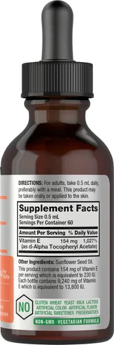 Miniatura 2 de Horbäach Aceite de vitamina E 13,800 UI 1 oz para cara y piel Suplemento líquido de origen natural Fórmula vegetariana, sin OMG y sin