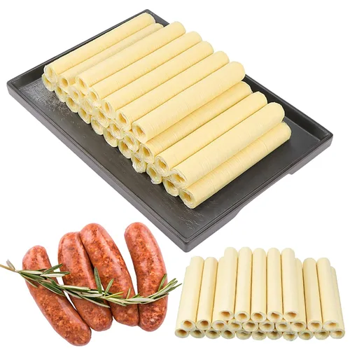 HAIKISS Carcasa de salchicha de secado comestible, tripas de salchichas de colágeno HALAL para la mayoría de las salchichas deliciosas, jamón casero