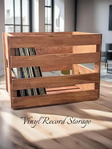 Miniatura 2 de Darla'Studio 66 Soporte para discos de vinilo Caja de madera