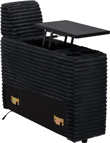 ORRD Consola de almacenamiento multifuncional con soportes dobles para tazas, mesa, estación de carga USB para sofá modular seccional para sala de