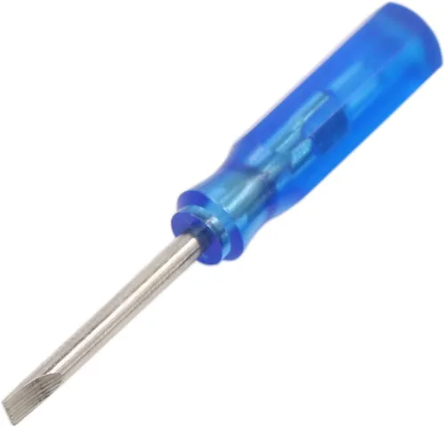 Miniatura 3 de 100 piezas de destornilladores ranurados planos de mini tamaño de 45mm x 2mm 2.0mm para reparación de gafas, celulares, HDD, cámara, laptop Azul
