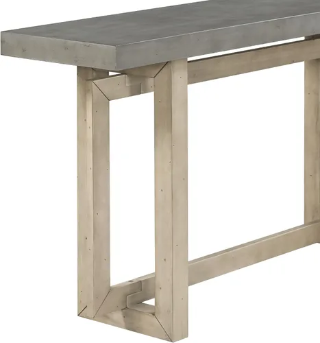 Miniatura 8 de Mesa de consola de madera de 152 cm con tapa de chapa de roble y patas curvadas delgadas de madera de goma, elegante mesa de sofá para sala