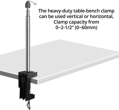 Miniatura 6 de QWORK Herramienta rotativa, amoladora redonda, soporte telescópico para colgar con abrazadera de mesa, herramienta de soporte de suspensión de eje