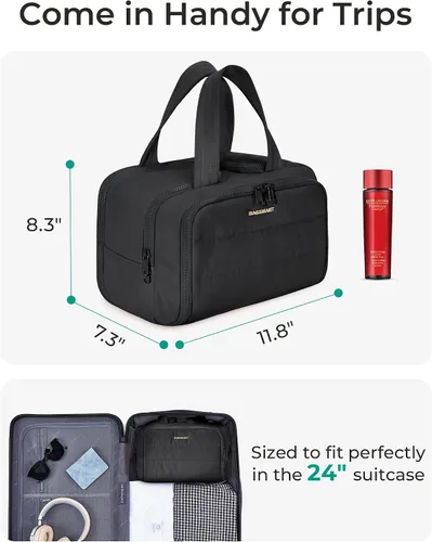 Miniatura 5 de BAGSMART Bolsa de Aseo de Viaje, Bolsa de Aseo Resistente para Mujeres, Bolsas de Aseo Ampliamente Abiertas y Esponjosas para Viajar, Organizador