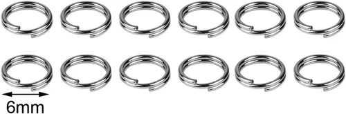 Miniatura 2 de 200 piezas de anillos divididos de metal de 0.236 in chapado en níquel pequeño llavero parte de anillo para manualidades de adorno, plata