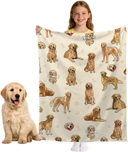 Manta de Golden Retriever - Manta de franela suave y forro polar para perros para amantes de mascotas, mujeres, niños, niñas - 40" x 30"