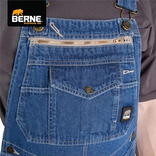 Miniatura 10 de Berna Overol para hombres de denim desgastado con pechera sin forro