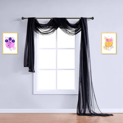 Miniatura 25 de Warm Home Designs Bufanda transparente de 24 pies de largo color azul polvoriento. Estas bufandas de cenefa de longitud XXL de 54 x 288 pulgadas