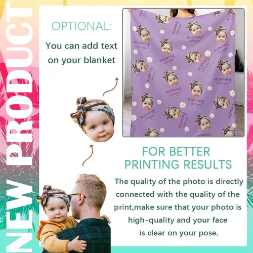 Miniatura 5 de D-Story Mantas faciales personalizadas, regalo personalizado con fotos para papá, día del padre