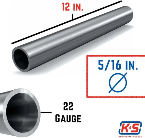 Miniatura 3 de K&S Precision Metals - Tubo redondo de acero inoxidable 87117-5/16 pulgadas de diámetro exterior x calibre 22 x 12 pulgadas de largo, automotor