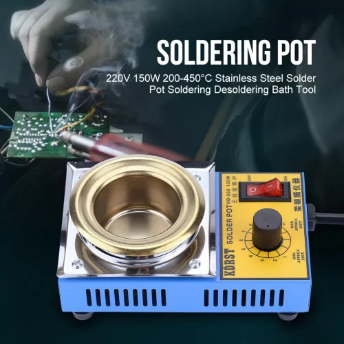 Miniatura 2 de Olla de soldadura, 110V 150W Olla de soldadura sin plomo Soldadura Baño Desoldador Placa de Titanio 1.969 in 392.0-842.0 °F(US Plug)