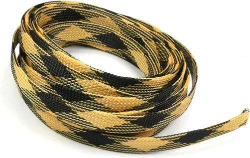 Miniatura 8 de Bettomshin Manga de gestión de cables negra y amarilla, 0.63 pulgadas de ancho, protector de cable PET ignífugo de 16.4 pies (16.4 ft)