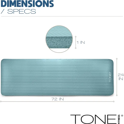 Miniatura 4 de Tone Fitness Esterilla de yoga de 1 pulgada de grosor Alfombrilla de ejercicio antideslizante de alta densidad con correa de transporte para yoga