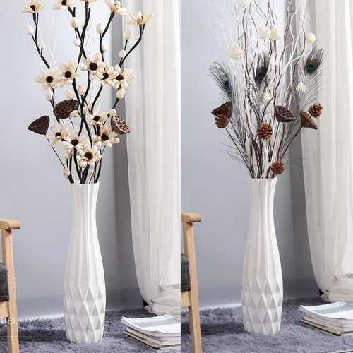 Miniatura 7 de Jarrón grande de cerámica de 17.7 pulgadas de alto, floreros altos de flores blancas modernas para oficina, hogar, granja, decoración de sala