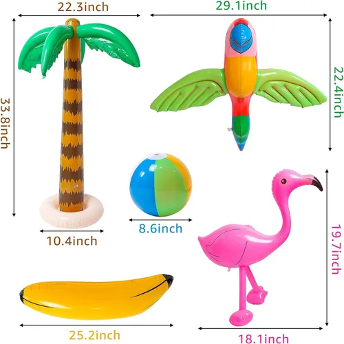 Miniatura 2 de R HORSE Palmera inflable flamenco plátano playa pelota loro playa piscina juguetes para fiesta tropical hawaiana Luau fiesta verano piscina playa
