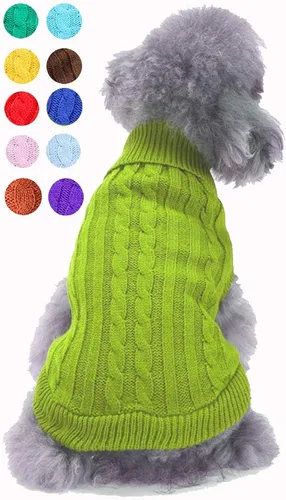 Miniatura 24 de Suéter para perro, cálido y suave, mediano (pecho 16-18 pulgadas), rosa, cuello alto clásico, lavable a máquina, invierno, unisex, sólido