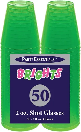 Miniatura 7 de Party Essentials Vasos de plástico duro de 2 onzas, verde neón, 50