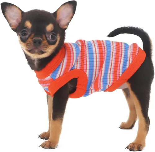 Miniatura 14 de LOPHIPETS Camiseta Chaleco 100% Algodón Acanalado para Perros Pequeños Teacup Chihuahua Yorkie Ropa de Cachorro Camiseta sin Mangas-Rosa/XS
