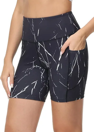 baleaf Pantalones cortos de ciclista de cintura alta de 68 pulgadas para mujer, con bolsillos, para gimnasio, entrenamiento, yoga, correr, atletismo