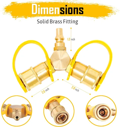 Miniatura 4 de Gas One Adaptador divisor en Y de propano de conexión rápida de 1/4 pulgadas para remolque de RV y manguera de propano de conexión rápida Conéctate