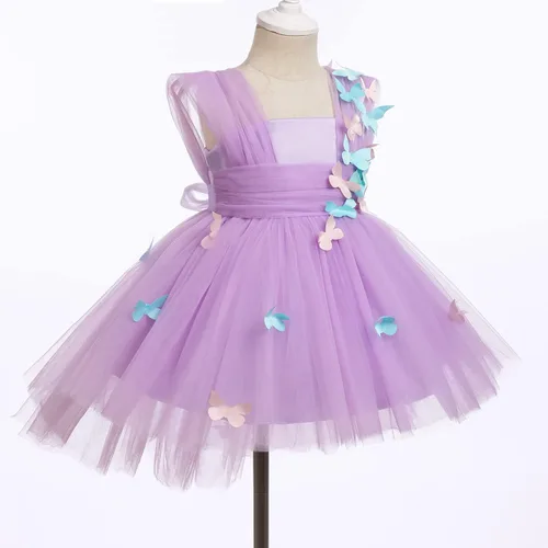 Miniatura 4 de Vestido de tutú con lentejuelas y lazo alto y bajo, vestido de pétalos de encaje, princesa, concurso, boda, fiesta de cumpleaños, vestido formal