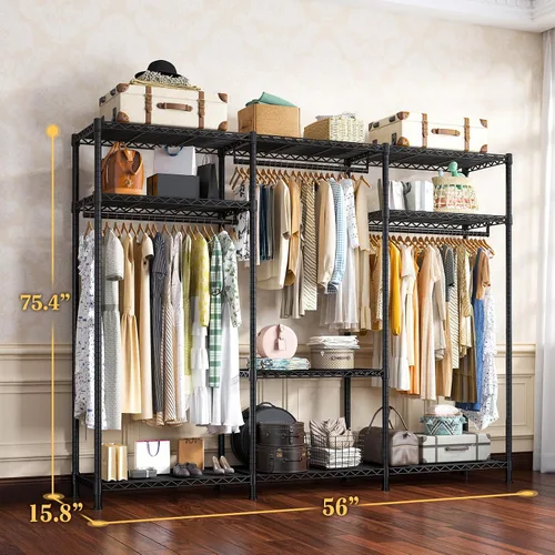 Miniatura 6 de Raybee Perchero de Ropa de Servicio Pesado Capacidad de Carga 795 LBS Percheros de Ropa Portátiles para Colgar Ropa Perchero Ajustable, 56" An x 16