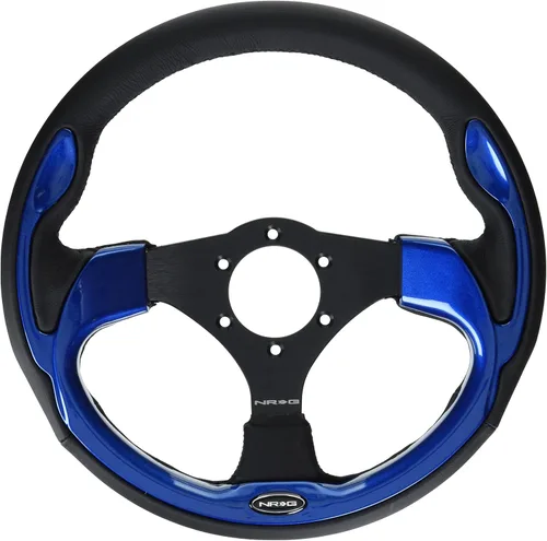 NRG Innovations NRG-RST-001BL Volante reforzado - 320 mm volante deportivo con cuero negro/moldeado azul