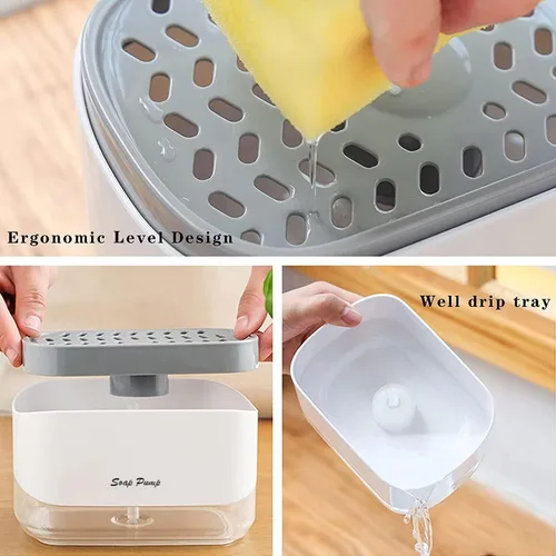 Miniatura 4 de Dispensador de jabón de calidad premium para cocina - Dispensador de líquido lavavajillas con soporte para esponja, bomba de fregadero y soporte