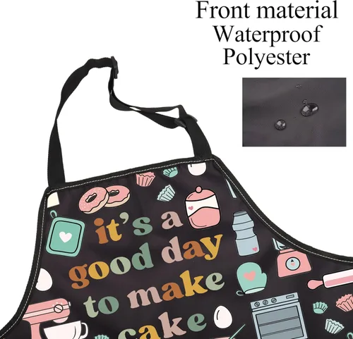 Miniatura 3 de FUSTMW Delantal para hacer pasteles para panadero, cocina, con bolsillo, regalos para fabricantes de postres, delantal de chef de pastelería