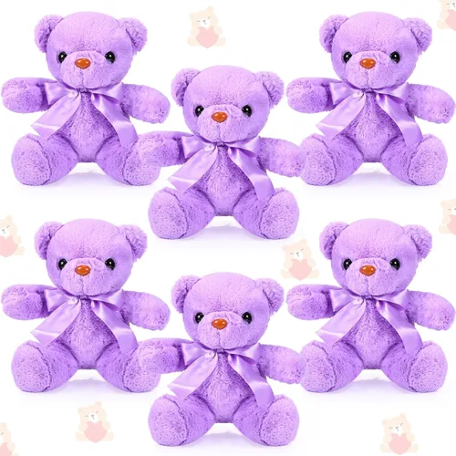 Miniatura 9 de Aoriher 6 piezas de osos de peluche a granel, adorables y suaves, lindos regalos de felpa para novia, baby shower, graduación, cumpleaños, boda, Rosa