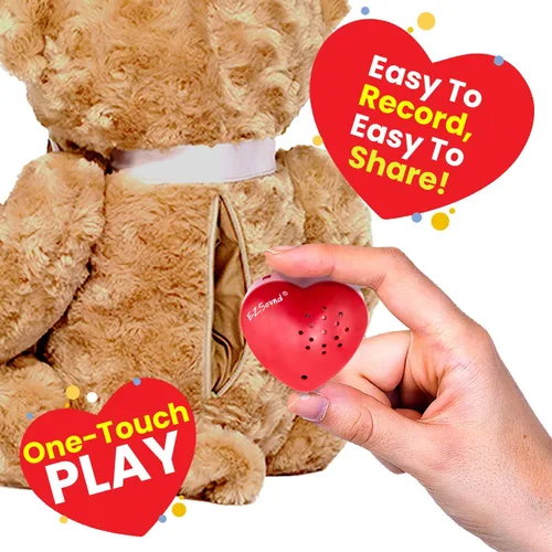 Miniatura 3 de EZSound Grabadora de voz para animales de peluche, paquete de 2, caja de voz de 30 segundos para animales de peluche, botón de corazón grabable