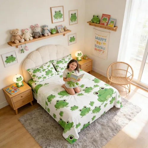 Miniatura 20 de Manfei Juego de sábanas de dibujos animados para niños, tamaño individual, bonito juego de ropa de cama de animales y mascotas, decoración