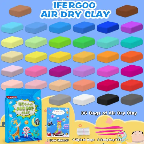 Miniatura 3 de ifergoo Arcilla seca al aire, arcilla de moldeo de espuma mágica de 36 colores para añadir limo y suministros de limo, fácil de usar, gran regalo