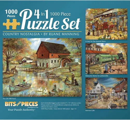 Miniatura 11 de Bits and Pieces Rompecabezas 4 en 1 de 300 piezas para adultos – Country Pond Harvest Café Home General Store rompecabezas por el artista Ruane