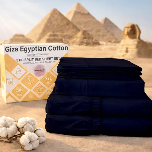 Miniatura 10 de MyGiza Sheets - Juego de sábanas de algodón Giza de primera calidad, tamaño split king, individual, matrimonial, king y queen, set de 4 unidades.