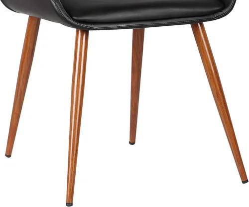 Miniatura 9 de Armen Living Silla de comedor Panda en piel sintética negra y acabado en madera de nogal Piel sintética negra/nogal