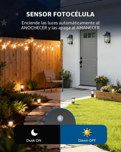 Miniatura 3 de DEWENWILS Transformador de Paisaje de Bajo Voltaje de 120W, Transformador para Exteriores con Temporizador y Sensor de Fotocélula, 120V AC a 12V AC