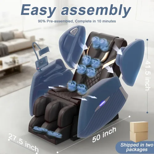 Miniatura 2 de Silla de masaje de cuerpo completo, silla de masaje de gravedad cero con 16 rodillos fijos, programa de masaje automático, masaje de pies