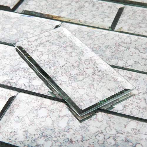 Azulejos de Espejo Antiguo Biselado Autoadhesivos Estilo Metro de 3 x 6 Pulgadas para Salpicaduras de Cocina y Pared del Baño (40 Piezas)