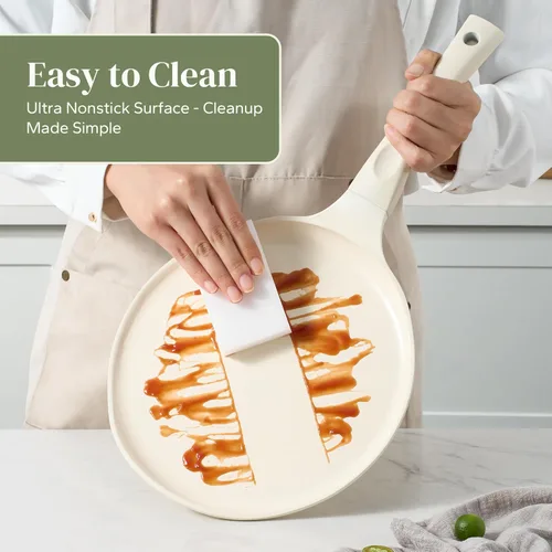 Miniatura 5 de Redchef Sartén antiadherente para crepas, sartén plana de cerámica de 10 pulgadas para Roti Dosa Tawa Comal para tortillas, sartén para panqueques
