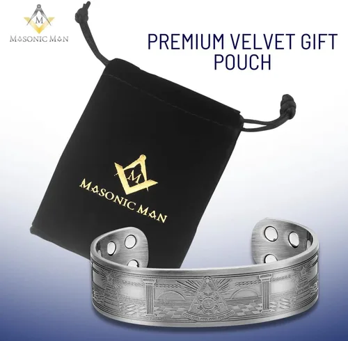 Miniatura 5 de Pulsera masónica de cobre para hombre con bolsa de regalo