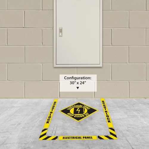 Miniatura 6 de NMC Panel eléctrico Keep Clear Kit de marcado de piso de 36 pulgadas con superficie antideslizante texturizada, configurable