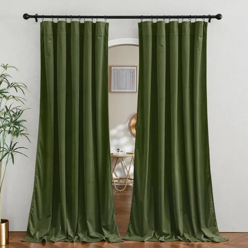Miniatura 63 de RYB HOME Cortinas de terciopelo verde oliva de 72 pulgadas de largo, cortinas opacas con aislamiento térmico, tratamiento de ventana, decoración