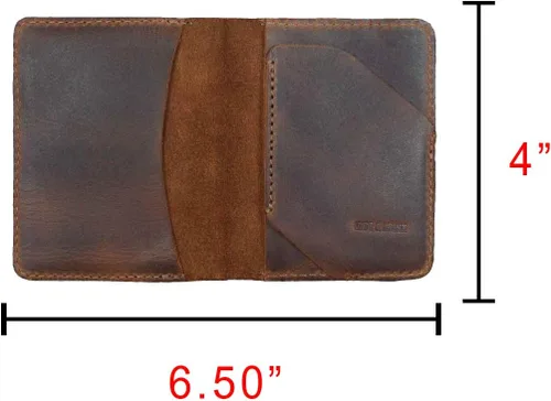 Miniatura 6 de Hide & Drink, Billetera plegable para tarjetas diagonal, hecha a mano de cuero de grano completo, almacenamiento compacto con clase, profesional