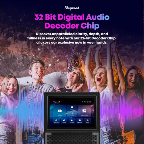 Miniatura 7 de Máquina de karaoke para adultos, con pantalla de letras, altavoz Bluetooth grande portátil inteligente, 2 micrófonos inalámbricos, sistema
