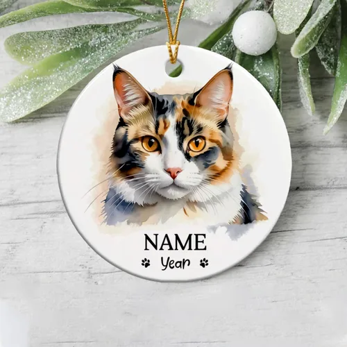Miniatura 6 de Adornos de Navidad abisinios 2026, adorno de cerámica con nombre personalizado de gato, regalo de gato abisinio para hombres y mujeres, amantes
