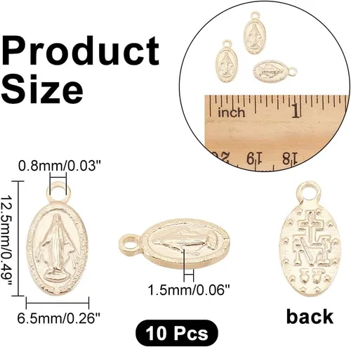 Miniatura 4 de UNICRAFTALE Colgantes ovalados con dijes de Virgen María 304 de acero inoxidable milagroso de 0.031 in para hacer joyas, manualidades, Acero